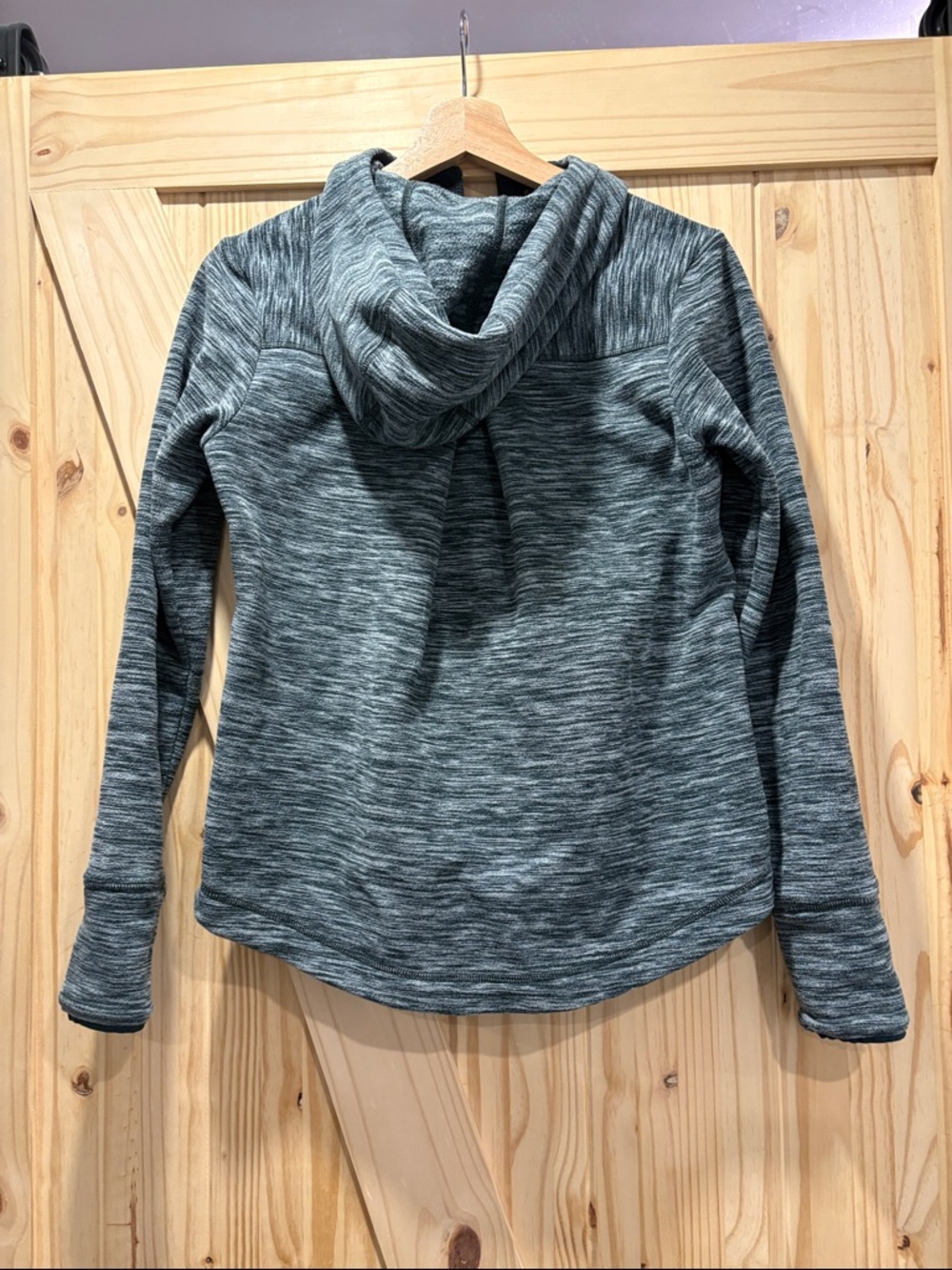 Heather Blue-Gray Hooded Snap-Front fleece - Picture 2 of 4